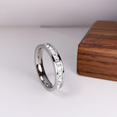 Korean version of high-end light luxury ring stainless steel jewelry female gypsy star design double row full diamond set couple ring